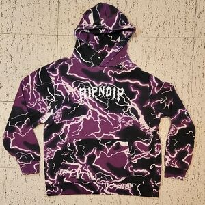 Rip N Dip Cat Thunder Aop Full Graphic Spellout Pullover Hoodie Sweater